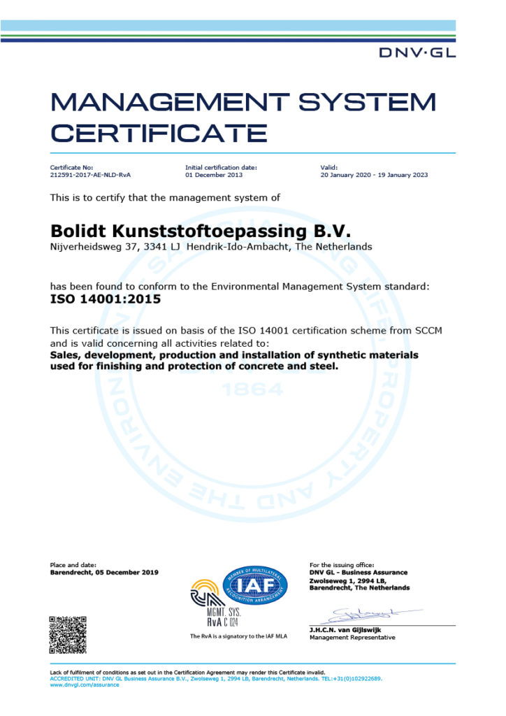 ISO 14001 is an internationally accepted standard for environmental management systems.